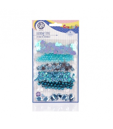 #T12643 astra-creativo-azur-dekoracna-sada-konfety-krystaliky-koralky-flitre-v-modrej-farbe-6-druhov