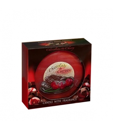 #T2264 bartek-chocolate-cherry-vonava-sviecka-disk-480g-priemer-13cm