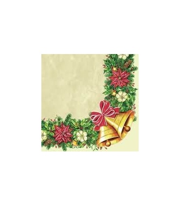 #T10974 daisy-sdgw-002401-xmas-wreath-with-bells-cream-servitky-33x33cm-3-vrstvove-vianocne-20ks