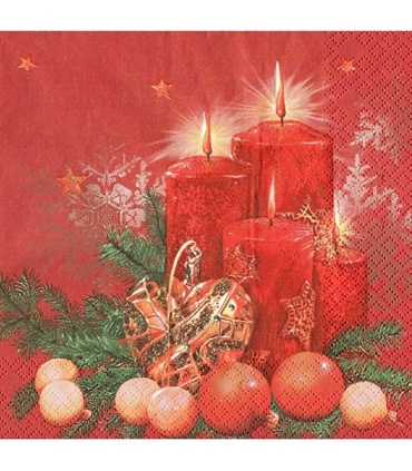 #T10973 daisy-sdgw-003202-red-candles-bauble-red-servitky-33x33cm-3-vrstvove-vianocne-20ks