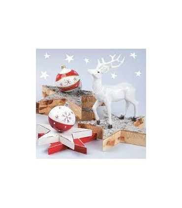 #T10968 daisy-sdgw-014801-white-reindeer-with-wooden-stars-servitky-33x33cm-3-vrstvove-vianocne-20ks