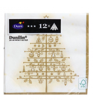 #T8469 duni-airlaid-golden-tree-white-servitky-12ks