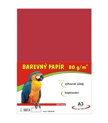 #T3063 farebny-papier-a3-80g-cerveny-100ks