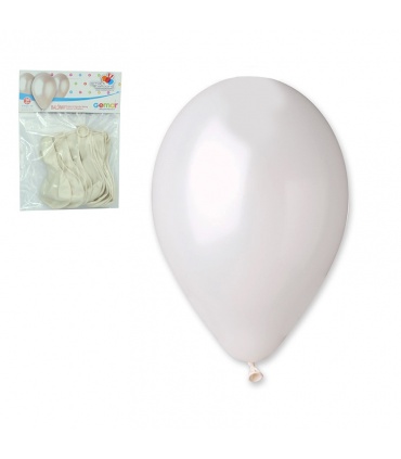 #T11697 gemar-balony-priemer-26cm-metalicke-biele-10ks