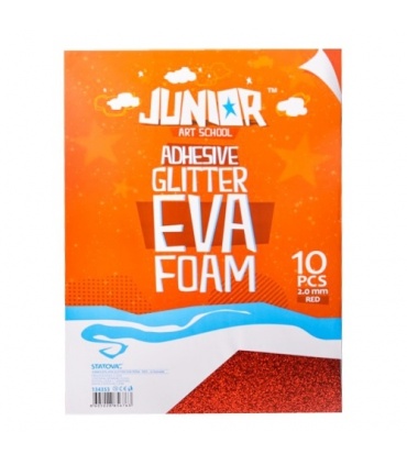 #T11138 junior-adhesive-glitter-eva-foam-dekoracna-pena-a4-2mm-glitter-samolepiaca-cervena-10ks