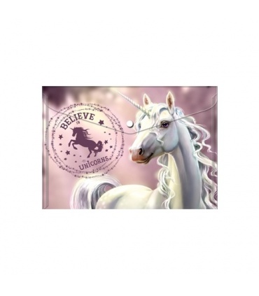 #T10701 junior-believe-in-unicorns-plastova-obalka-a5-s-patentkou-motiv-jednorozec