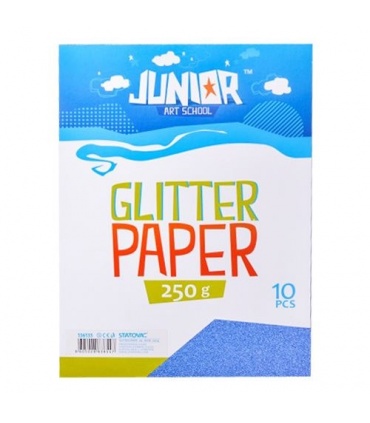 #T6898 junior-jolly-glitter-paper-dekoracny-papier-a4-250g-glitter-modry-10ks