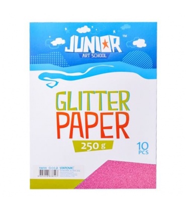 #T6900 junior-jolly-glitter-paper-dekoracny-papier-a4-250g-glitter-ruzovy-10ks