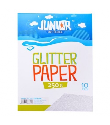 #T6901 junior-jolly-glitter-paper-dekoracny-papier-a4-250g-glitter-strieborny-10ks