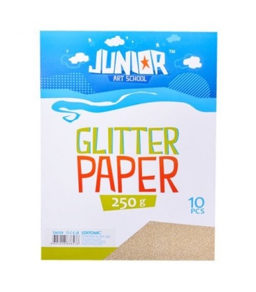 #T6902 junior-jolly-glitter-paper-dekoracny-papier-a4-250g-glitter-zlaty-10ks