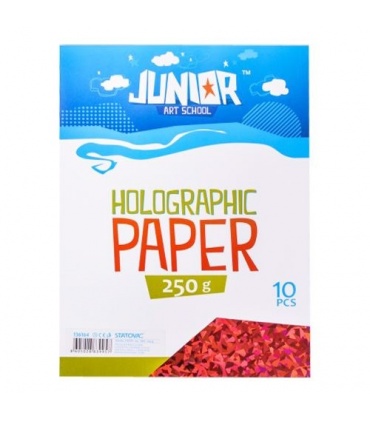 #T6903 junior-jolly-holographic-paper-dekoracny-papier-a4-250g-holograficky-cerveny-10ks