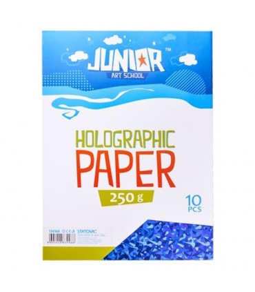 #T6905 junior-jolly-holographic-paper-dekoracny-papier-a4-250g-holograficky-modry-10ks