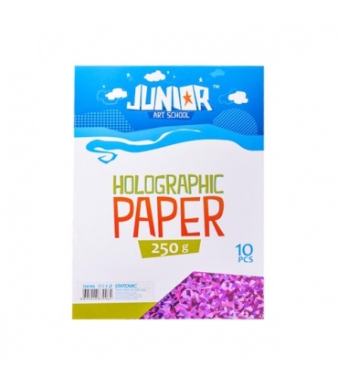 #T6907 junior-jolly-holographic-paper-dekoracny-papier-a4-250g-holograficky-ruzovy-10ks