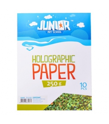 #T6908 junior-jolly-holographic-paper-dekoracny-papier-a4-250g-holograficky-zeleny-10ks