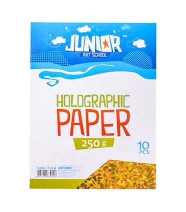 #T6909 junior-jolly-holographic-paper-dekoracny-papier-a4-250g-holograficky-zlty-10ks