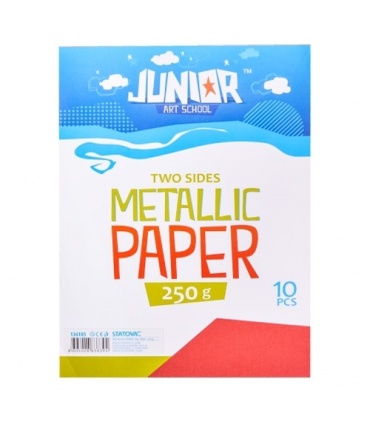 #T6912 junior-jolly-metallic-paper-dekoracny-papier-a4-250g-metalicky-cerveny-10ks