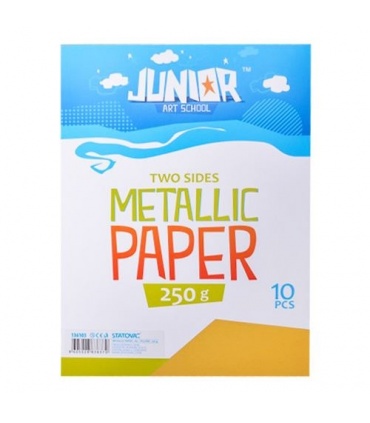 #T6918 junior-jolly-metallic-paper-dekoracny-papier-a4-250g-metalicky-zlty-10ks