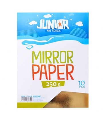 #T6921 junior-jolly-mirror-paper-dekoracny-papier-a4-250g-zrkadlovy-zlaty-10ks