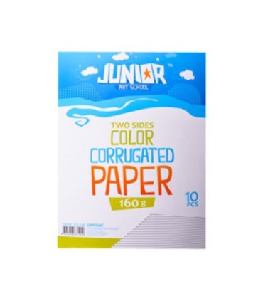 #T15870 junior-jolly-waves-two-sides-color-corrugated-paper-dekoracny-papier-a4-160g-vlnkovy-biely-10ks
