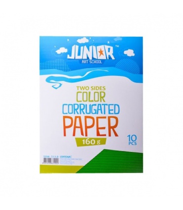 #T15876 junior-jolly-waves-two-sides-color-corrugated-paper-dekoracny-papier-a4-160g-vlnkovy-zeleny-10ks