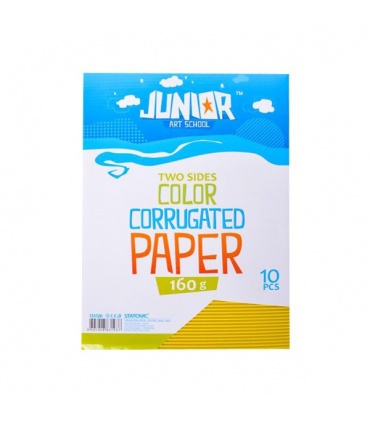 #T15877 junior-jolly-waves-two-sides-color-corrugated-paper-dekoracny-papier-a4-160g-vlnkovy-zlty-10ks