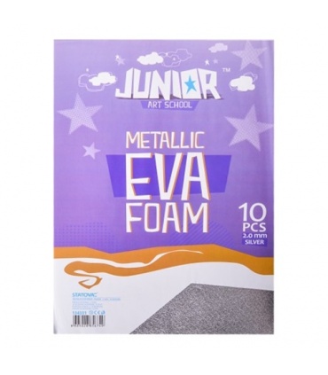 #T11360 junior-metallic-eva-foam-dekoracna-pena-a4-2mm-metalicka-strieborna-10ks