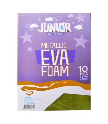 #T11359 junior-metallic-eva-foam-dekoracna-pena-a4-2mm-metalicka-svetlozelena-10ks