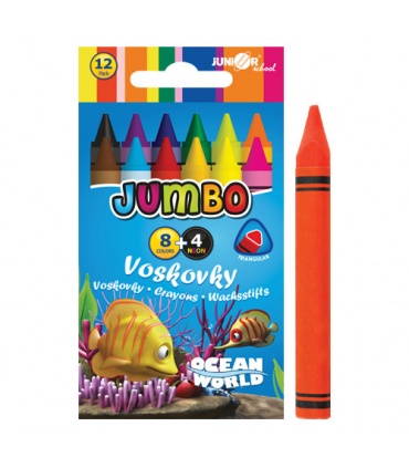 #T4318 junior-ocean-world-jumbo-voskovky-trojhranne-12-farieb