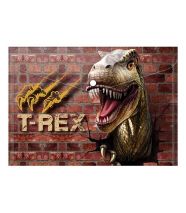 #T10695 junior-t-rex-plastova-obalka-a4-s-patentkou-motiv-dinosaurus