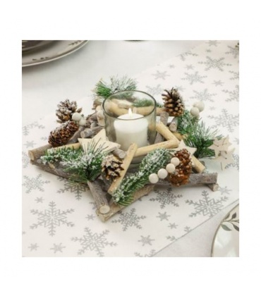 #T15920 maki-slgw-019901-white-pine-cone-candle-with-wooden-star-servitky-33x33cm-3-vrstvove-vianocne-20ks