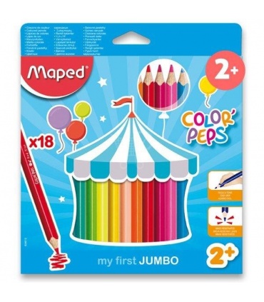 #T4094 maped-color-peps-jumbo-pastelky-drevene-trojhranne-hrube-18-farieb
