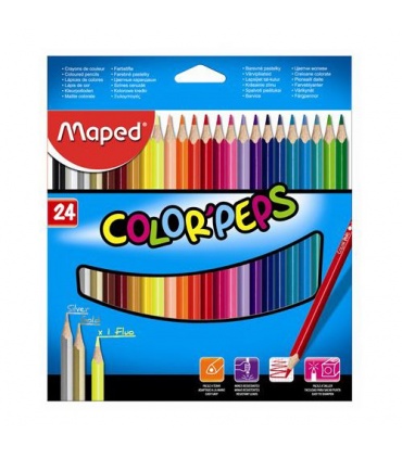 #T4248 maped-color-peps-star-pastelky-drevene-trojhranne-24-farieb