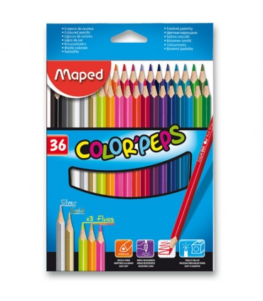 #T4245 maped-color-peps-star-pastelky-drevene-trojhranne-36-farieb