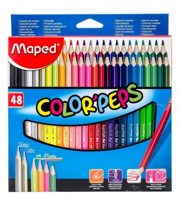 #T4278 maped-color-peps-star-pastelky-drevene-trojhranne-48-farieb