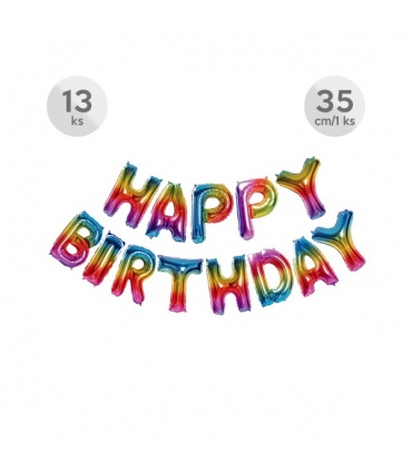 #T12136 narodeninovy-balon-happy-birthday-35cm-farebny-obsahuje-13-balonov-pismena-happy-birthday
