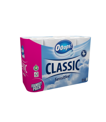 #T4660 ooops-classic-sensitive-toaletny-papier-24rol-3-vrstvy-100-celuloza-125-utrzkov-putko