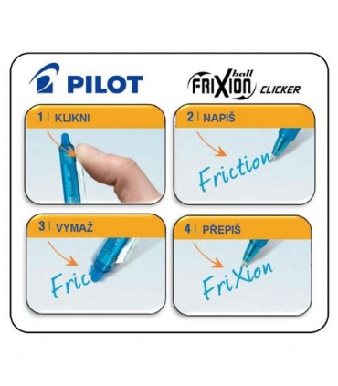 #T2064 pilot-frixion-ball-clicker-gelove-pero-05mm-gumovatelne-stukacie-modre