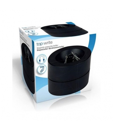 #T16296 top-write-plastovy-magneticky-zasobnik-na-spony-obsahuje-10-ks-kancelarskych-spon-cierny